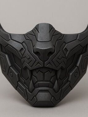 Men's Sculpted Black Geometric Face Mask